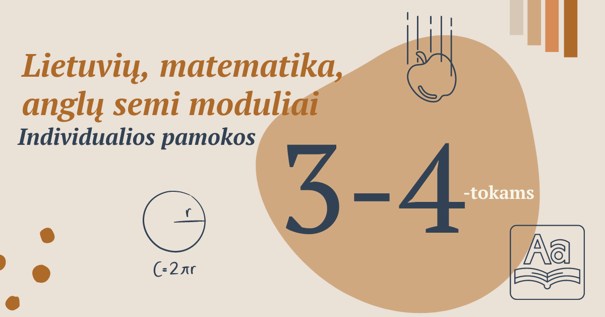 Intensyvūs mokymosi moduliai 3 ir 4 klasės lietuvių, matematika, anglų semi individualios pamokos