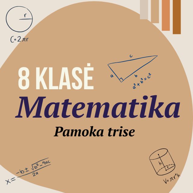 8 klasė Matematika. Pamoka trise.