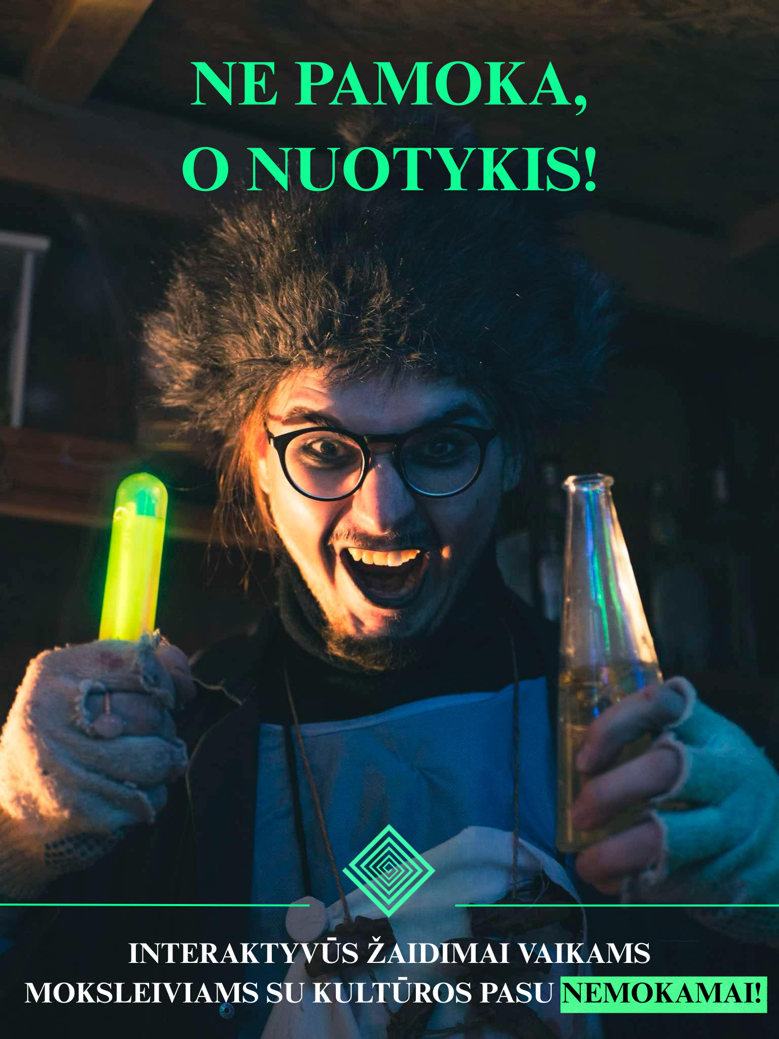 Labyrinthus: grupiniai žaidimai paaugliams, pabėgimo kambariai vaikams Vilniuje, drąsos žaidimas paaugliams, žaidimai moksleiviams, teambuildingas mokyklai, Kultūros pasas, mokyklų ekskursijos