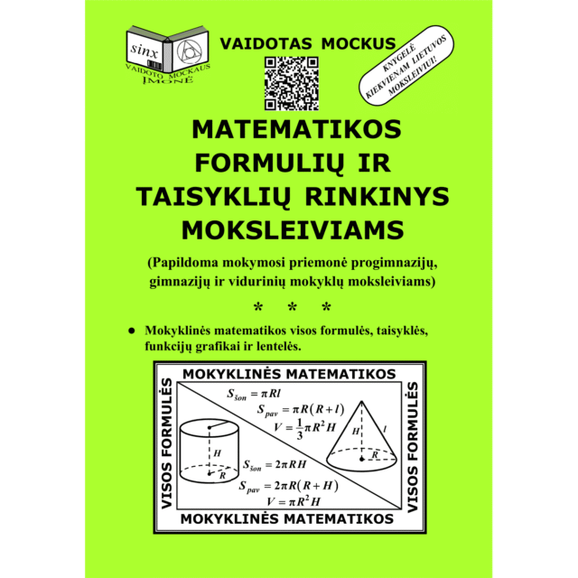 Matematikos formulių ir taisyklių rinkinys moksleiviams