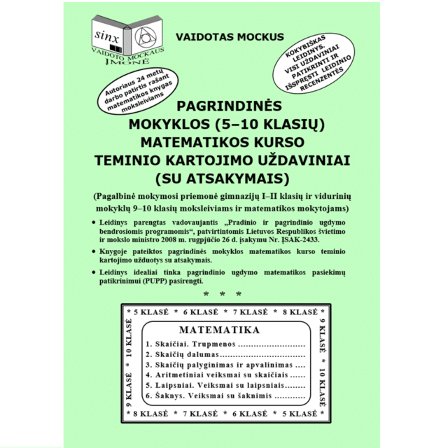 Pagrindinės mokyklos 5–10 klasių teminio kartojimo uždaviniai (su atsakymais)