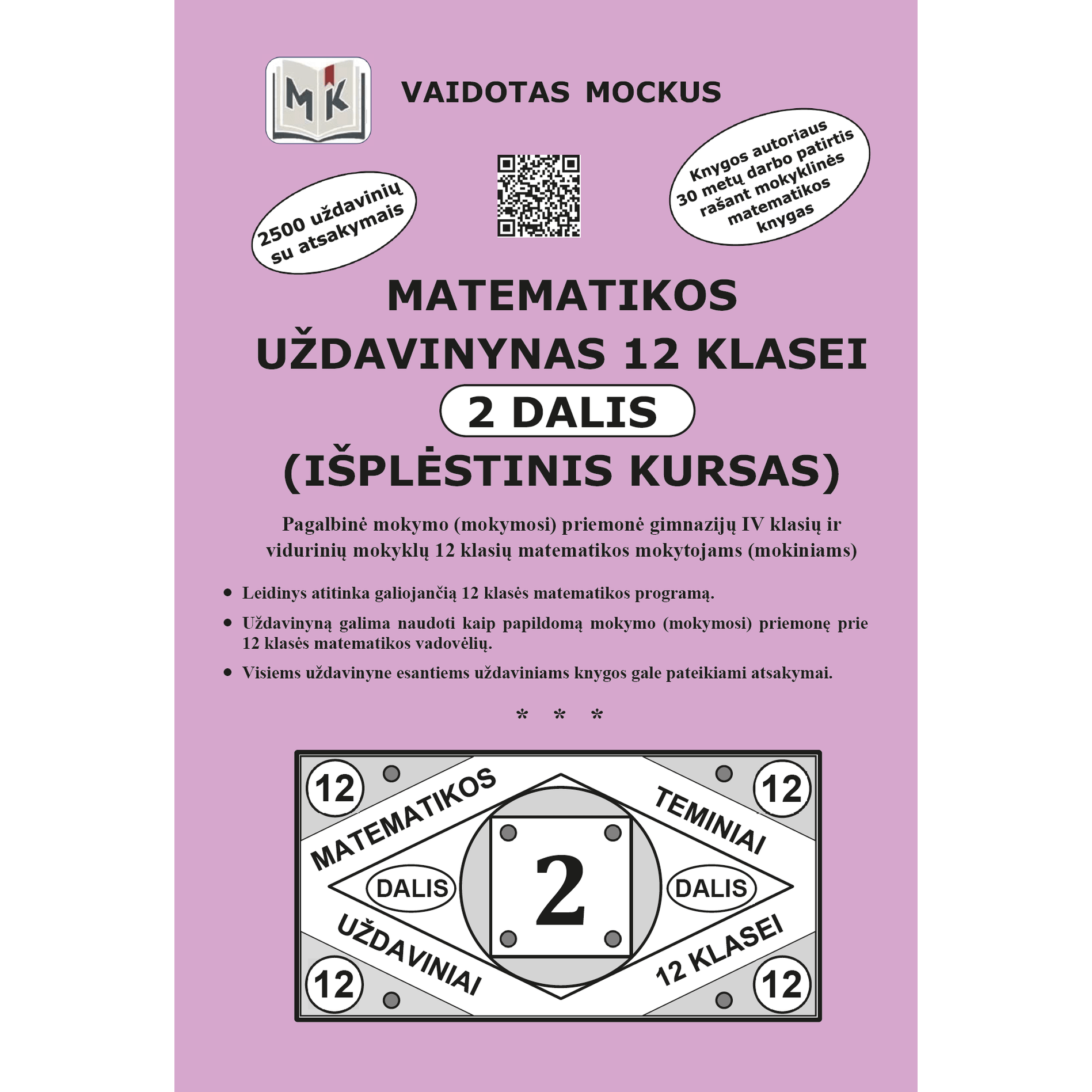 Matematikos uždavinynas 12 klasei 2 dalis (išplėstinis kursas) | Vaidotas Mockus